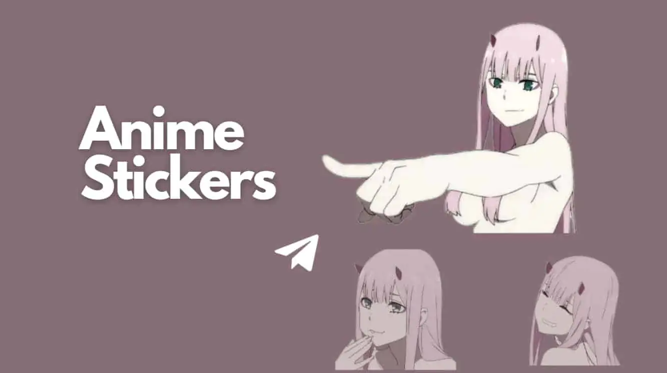 Anime Telegram Stickers and anime girl with two other girls