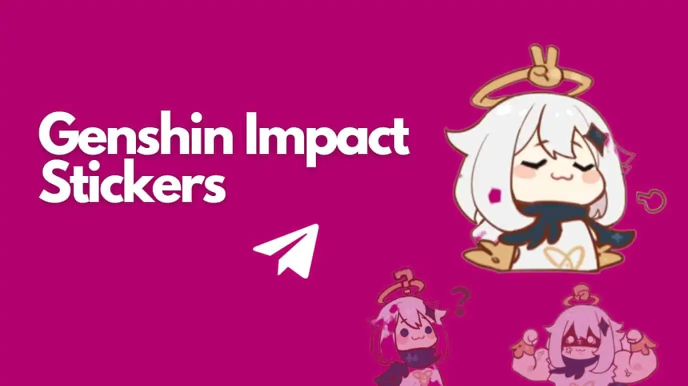 Genshin Impact telegram stickers and right hand side three genshin characters