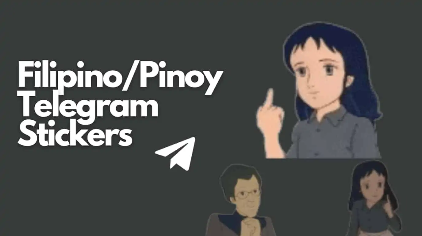 Filipino/pinoy telegram stickers tag and right hand side three pinoy cartoon picture