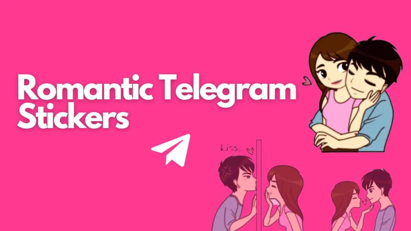 romantic telegram stickers title and three romantic couple stickers